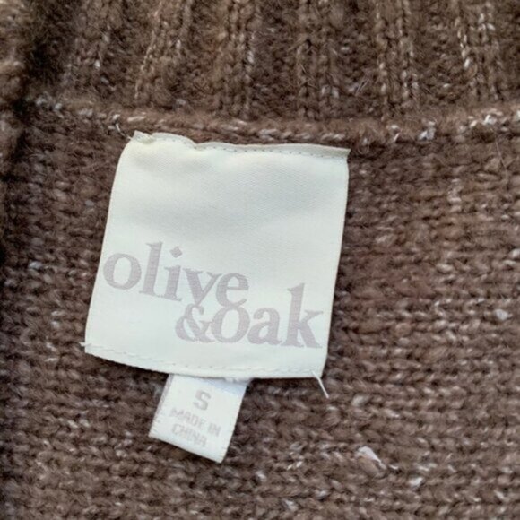 Olive & Oak Cardigan Sweater Cocoon Dolman Sleeve Open front Knit Buttons Brown - Picture 13 of 15